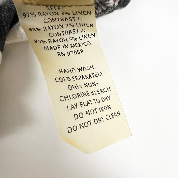 dELiA*s Tank Top Size M Black Cream Linen Blend Abstract Multi Striped Print - Picture 5 of 9